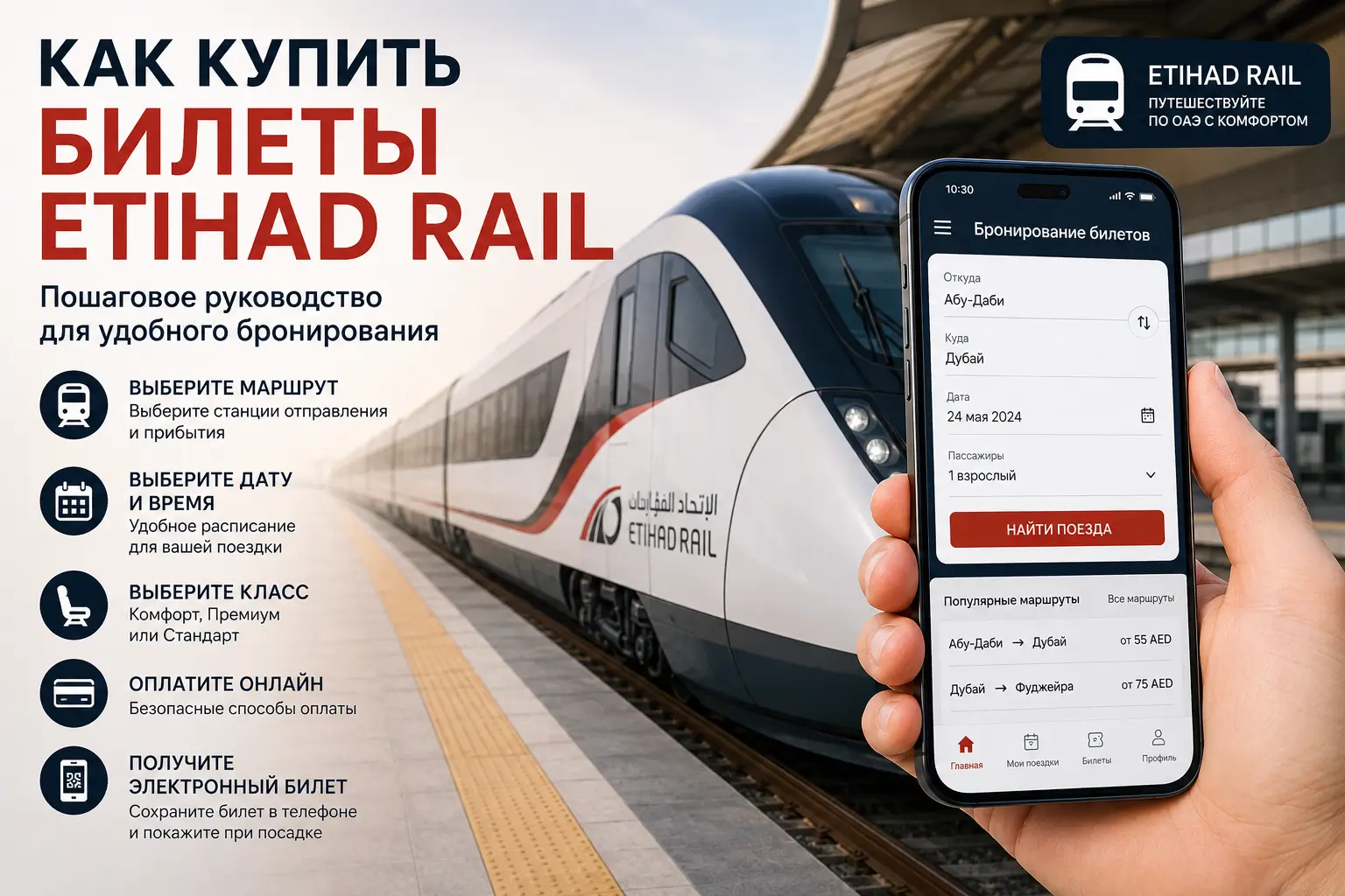 Как купить билеты Etihad Rail
