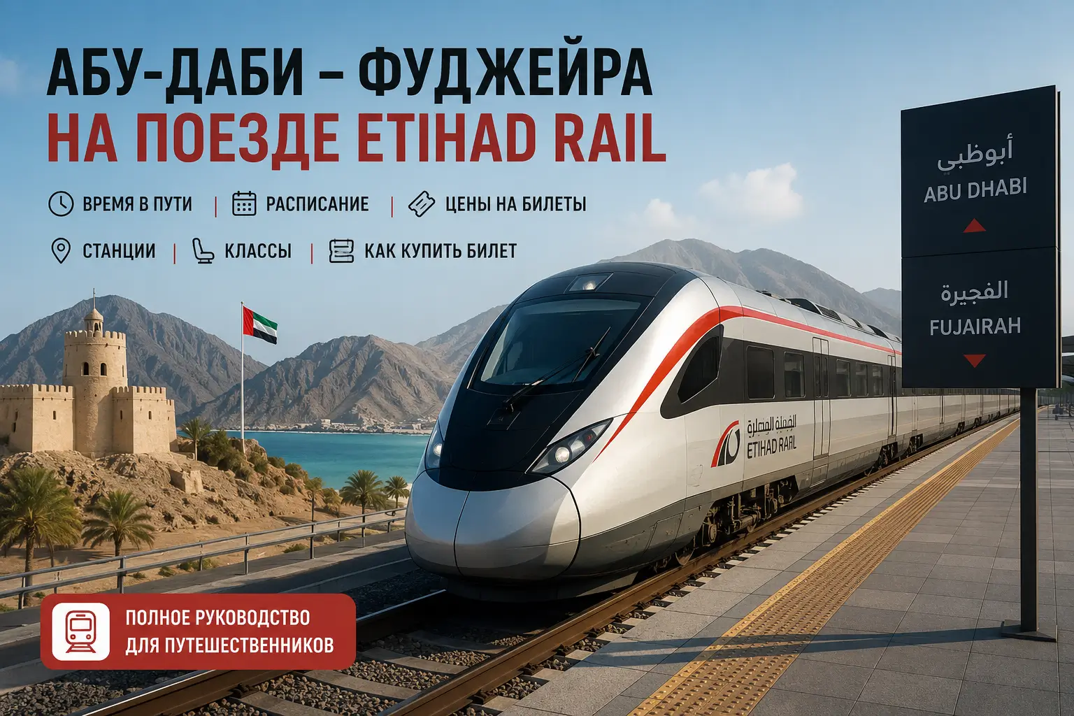 Путешествие между Абу-Даби и Фуджейра на поезде в ОАЭ
